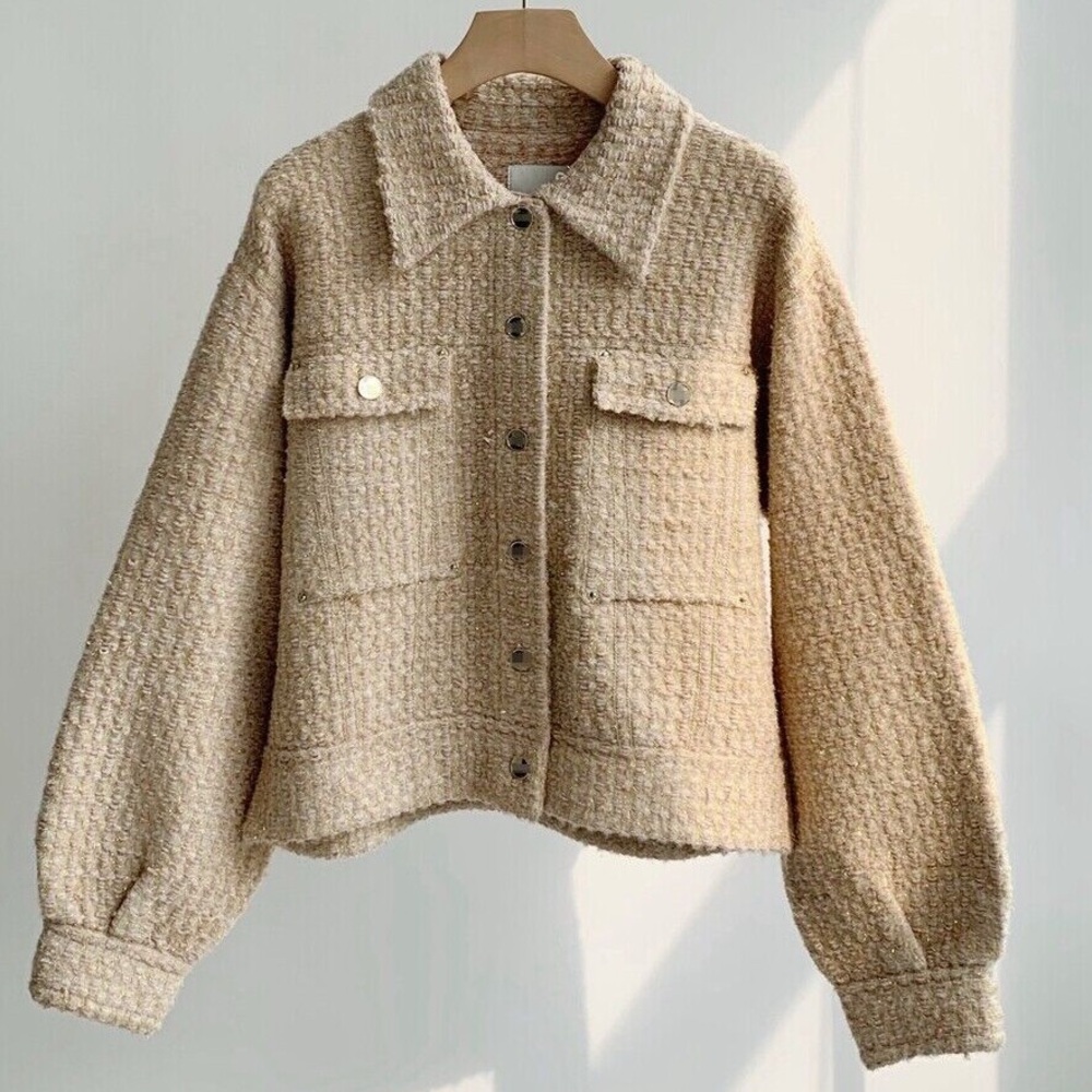 SANDRO Metallic Tweed Jacket